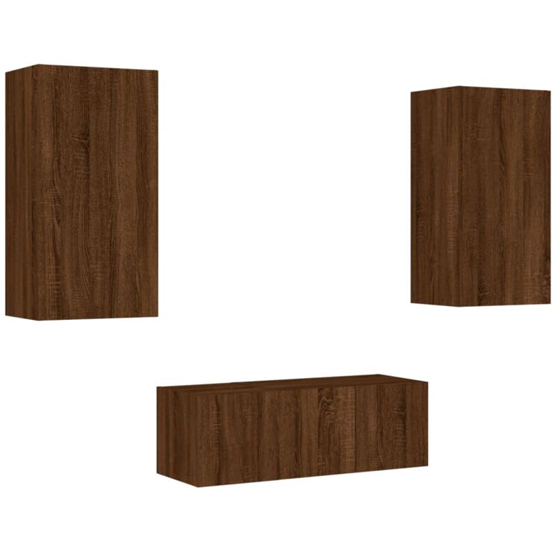 Vidaxl - 4 Piece tv Wall Units with led Brown Oak Engineered Wood