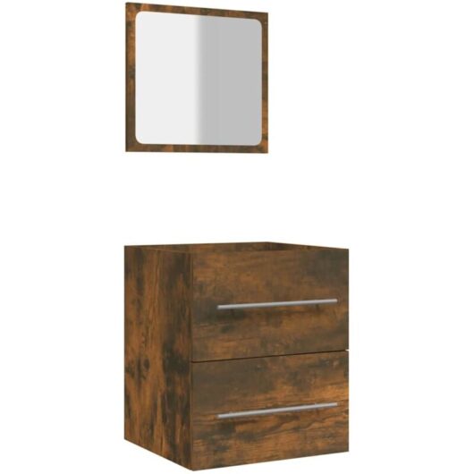Vidaxl - Bathroom Cabinet with Mirror Smoked Oak 41x38.5x48 cm Engineered Wood