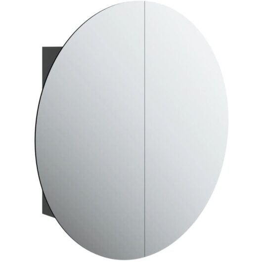 Vidaxl - Bathroom Cabinet with Round Mirror&LED Black 54x54x17.5 cm