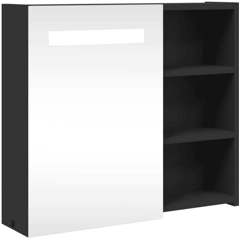 Vidaxl - Bathroom Mirror Cabinet with led Light Black 60x13x52 cm
