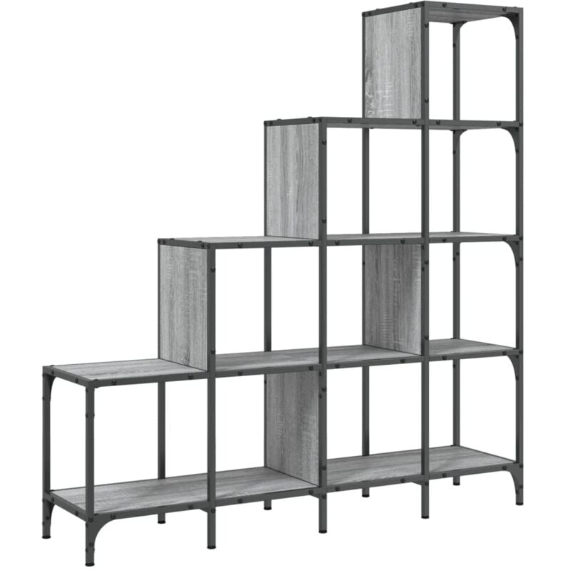 Vidaxl - Bookcase Grey Sonoma 122x30x132 cm Engineered Wood and Metal