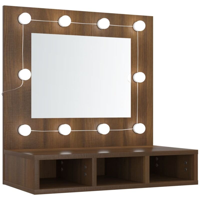Vidaxl - Mirror Cabinet with led Brown Oak 60x31.5x62 cm
