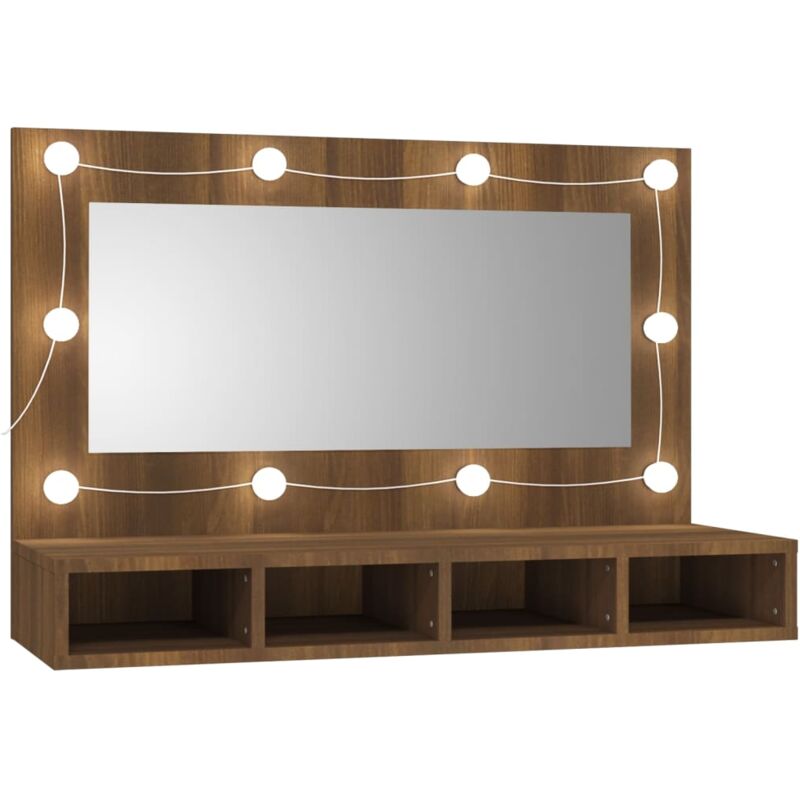 Vidaxl - Mirror Cabinet with led Brown Oak 90x31.5x62 cm