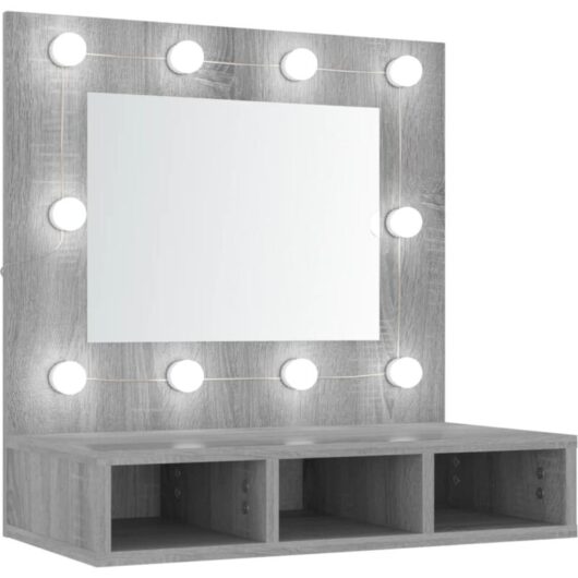 Vidaxl - Mirror Cabinet with led Grey Sonoma 60x31.5x62 cm