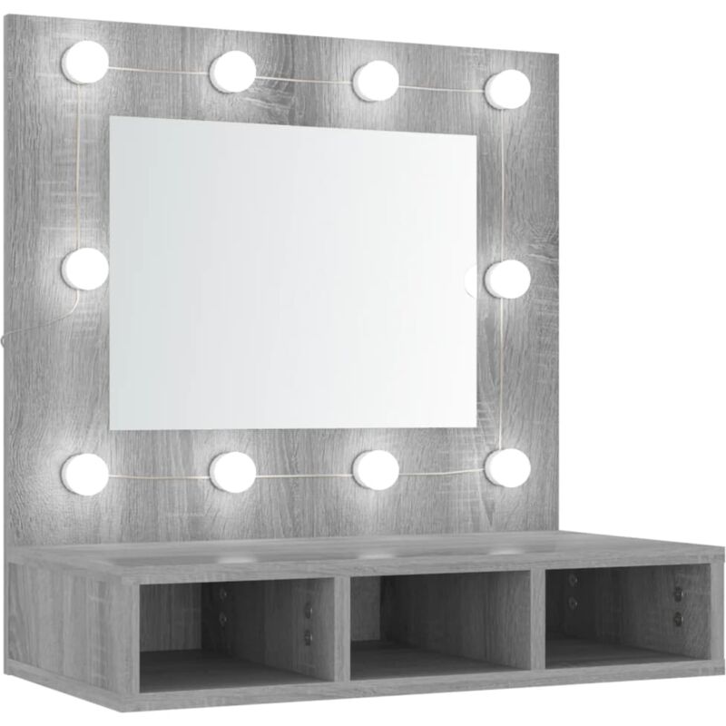 Vidaxl - Mirror Cabinet with led Grey Sonoma 60x31.5x62 cm
