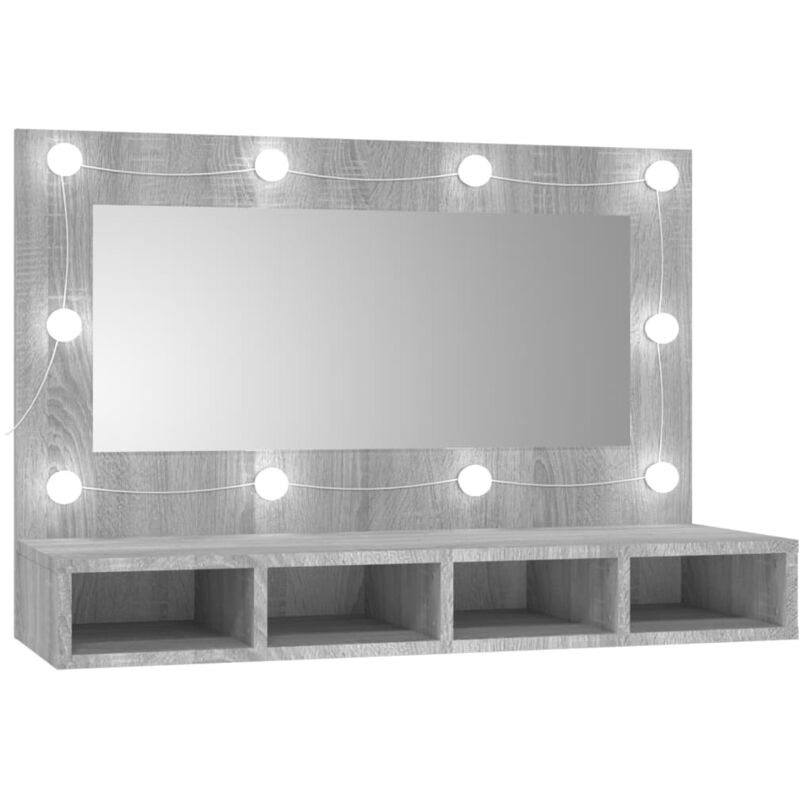 Vidaxl - Mirror Cabinet with led Grey Sonoma 90x31.5x62 cm