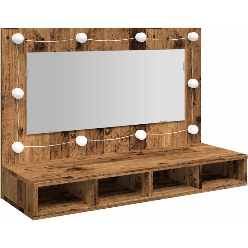 Vidaxl - Mirror Cabinet with led Old Wood 90x31.5x62 cm