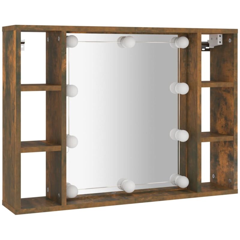 Vidaxl - Mirror Cabinet with led Smoked Oak 76x15x55 cm