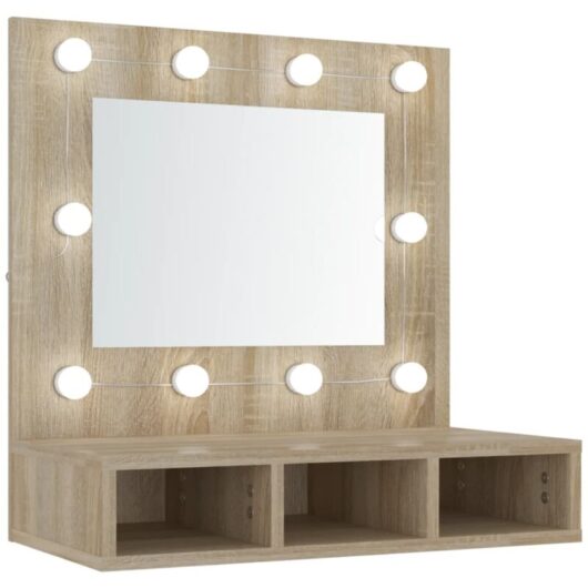 Vidaxl - Mirror Cabinet with led Sonoma Oak 60x31.5x62 cm