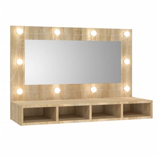 Vidaxl - Mirror Cabinet with led Sonoma Oak 90x31.5x62 cm