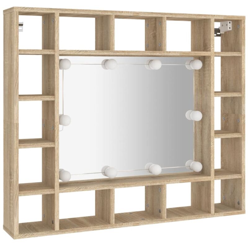 Vidaxl - Mirror Cabinet with led Sonoma Oak 91x15x76.5 cm