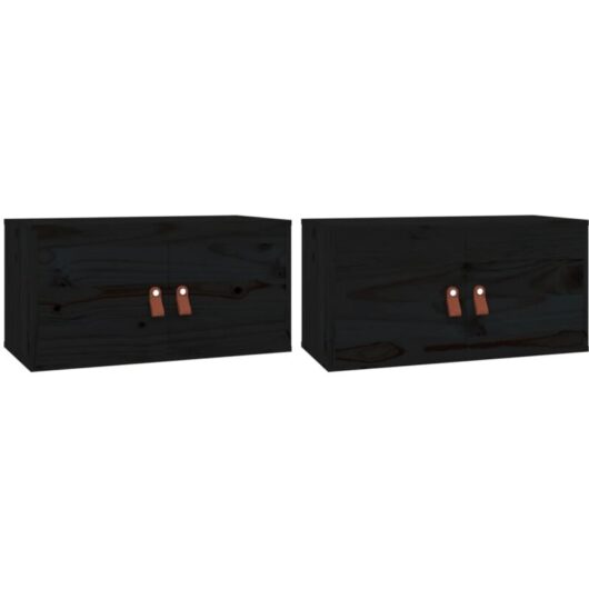 Vidaxl - Wall Cabinets 2 pcs Black 60x30x30 cm Solid Wood Pine
