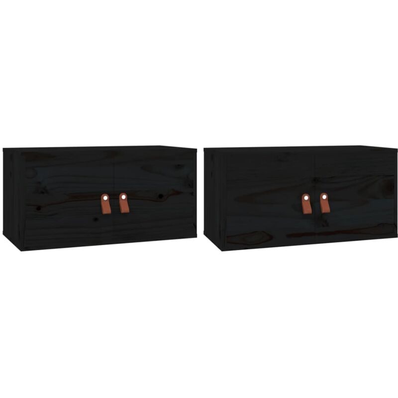 Vidaxl - Wall Cabinets 2 pcs Black 60x30x30 cm Solid Wood Pine