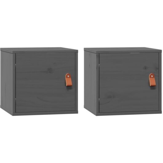 Vidaxl - Wall Cabinets 2 pcs Grey 31.5x30x30 cm Solid Wood Pine