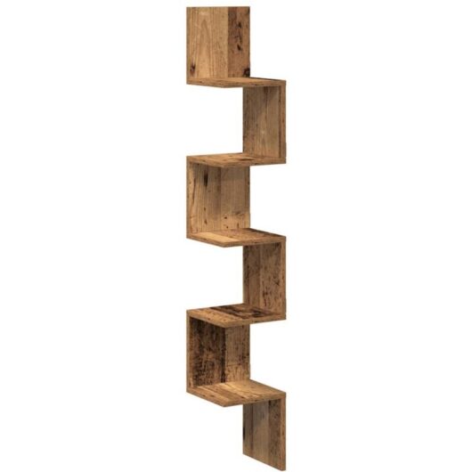 Vidaxl - Wall Corner Shelf Old Wood 20x20x127.5 cm Engineered Wood