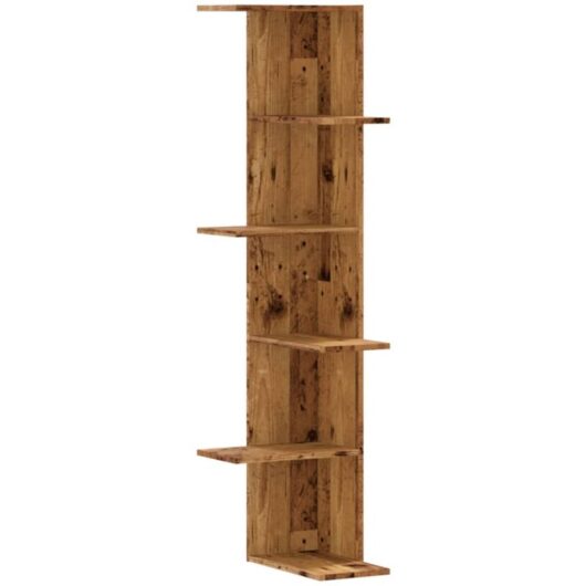 Vidaxl - Wall Corner Shelf Old Wood 36.5x36.5x140 cm Engineered Wood