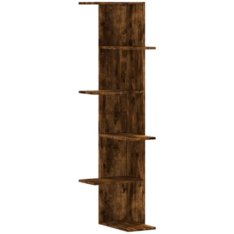 Vidaxl - Wall Corner Shelf Smoked Oak 36.5x36.5x140 cm Engineered Wood