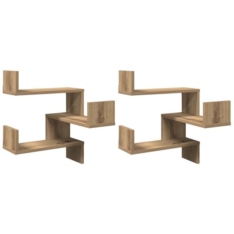 Vidaxl - Wall Corner Shelves 2 pcs Artisan Oak 40x40x49.5 cm Engineered Wood