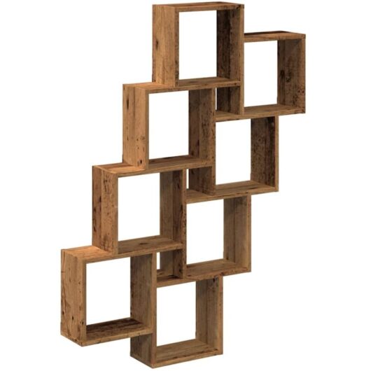 Vidaxl - Wall Cube Shelf Old Wood 90x15x119.5 cm Engineered Wood