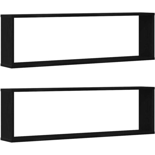 Vidaxl - Wall Cube Shelves 2 pcs Black Oak 100x15x30 cm Engineered Wood