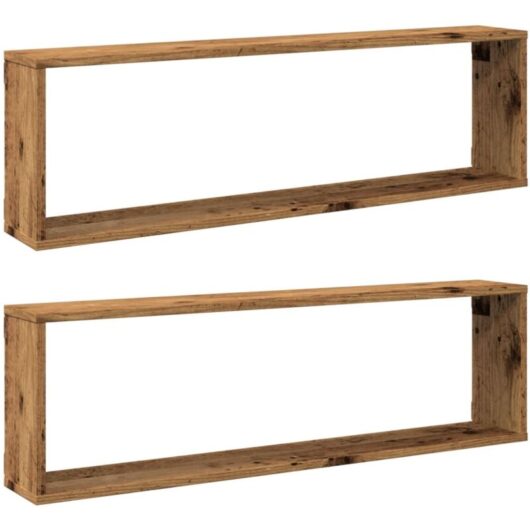 Vidaxl - Wall Cube Shelves 2 pcs Old Wood 100x15x30 cm Engineered Wood