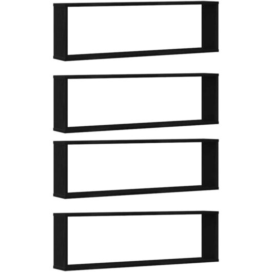 Vidaxl - Wall Cube Shelves 4 pcs Black Oak 100x15x30 cm Engineered Wood