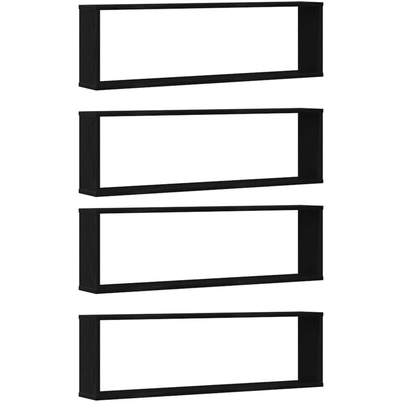 Vidaxl - Wall Cube Shelves 4 pcs Black Oak 100x15x30 cm Engineered Wood