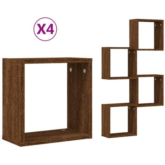 Vidaxl - Wall Cube Shelves 4 pcs Brown Oak 30x15x30 cm