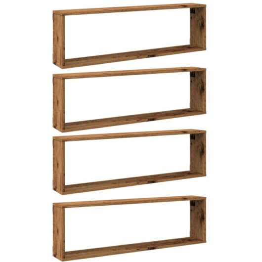 Vidaxl - Wall Cube Shelves 4 pcs Old Wood 100x15x30 cm Engineered Wood