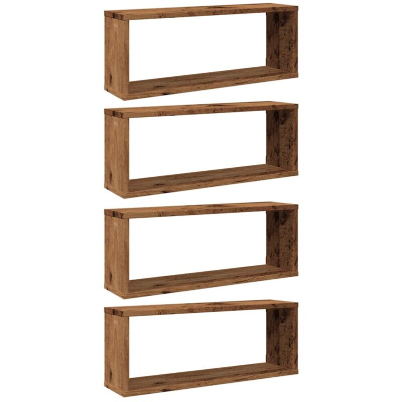 Vidaxl - Wall Cube Shelves 4 pcs Old Wood 60x15x23 cm Engineered Wood
