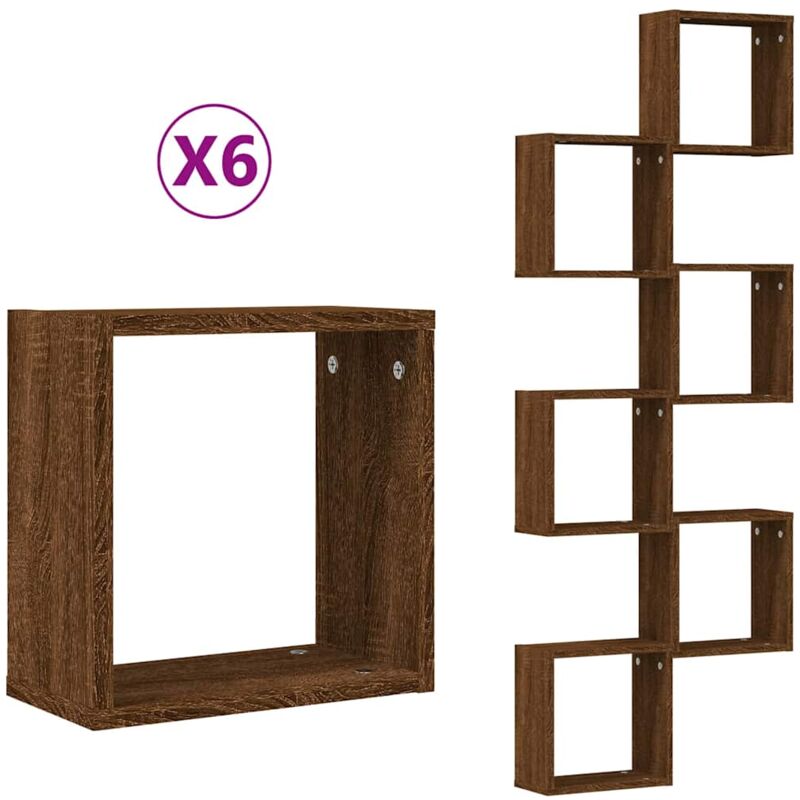 Vidaxl - Wall Cube Shelves 6 pcs Brown Oak 30x15x30 cm