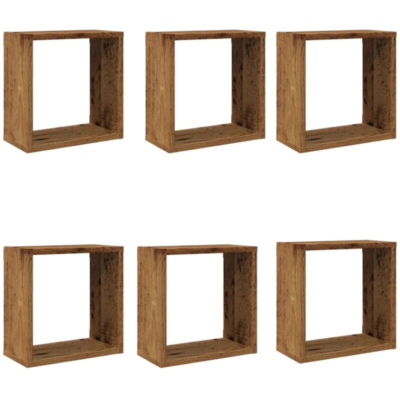 Vidaxl - Wall Cube Shelves 6 pcs Old Wood 30x15x30 cm Engineered Wood