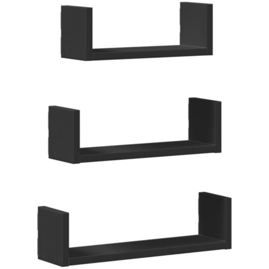 Vidaxl - Wall Shelf 3 pcs Black Engineered Wood