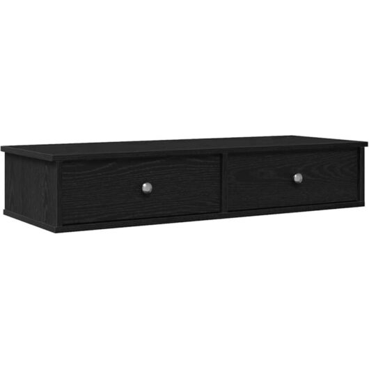 Vidaxl - Wall Shelf with Drawers Black 100x37.5x19 cm Engineered Wood