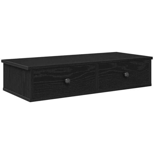 Vidaxl - Wall Shelf with Drawers Black 80x31x17 cm Engineered Wood
