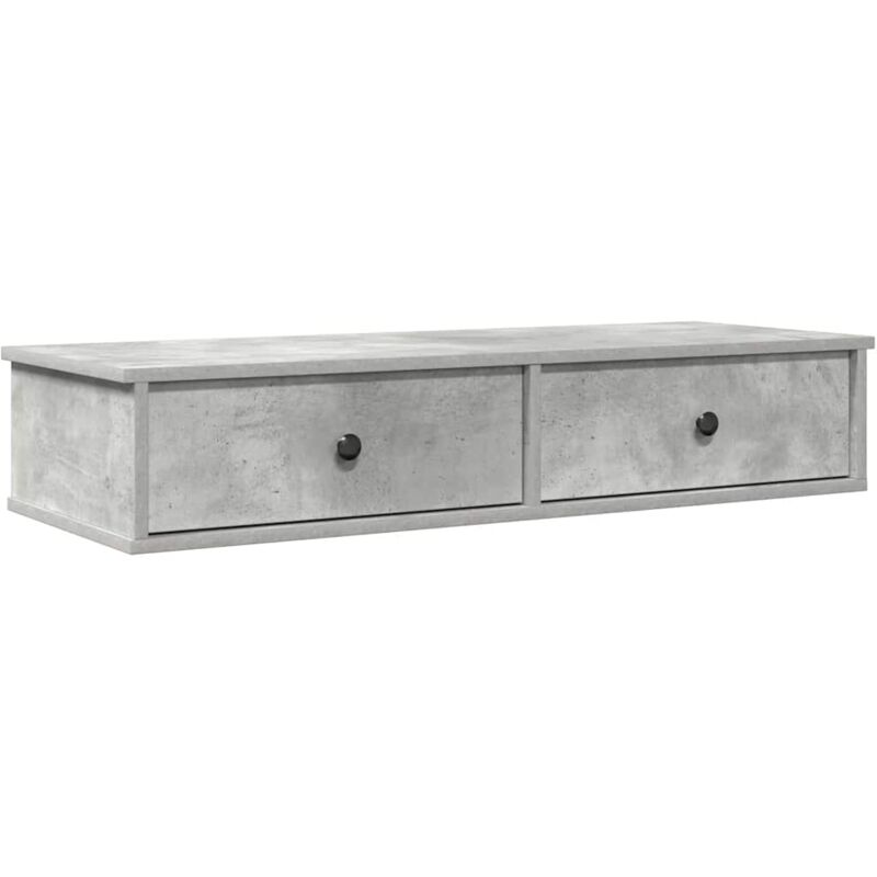 Vidaxl - Wall Shelf with Drawers Concrete Grey 100x37.5x19 cm Engineered Wood