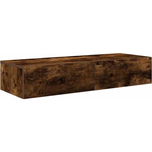 Vidaxl - Wall Shelf with Drawers Smoked Oak 100x36x19 cm Engineered Wood