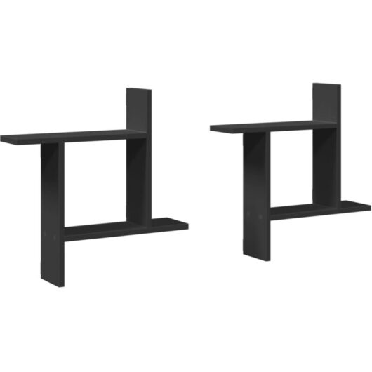 Vidaxl - Wall Shelves 2 pcs Black 50x12x50 cm Engineered Wood