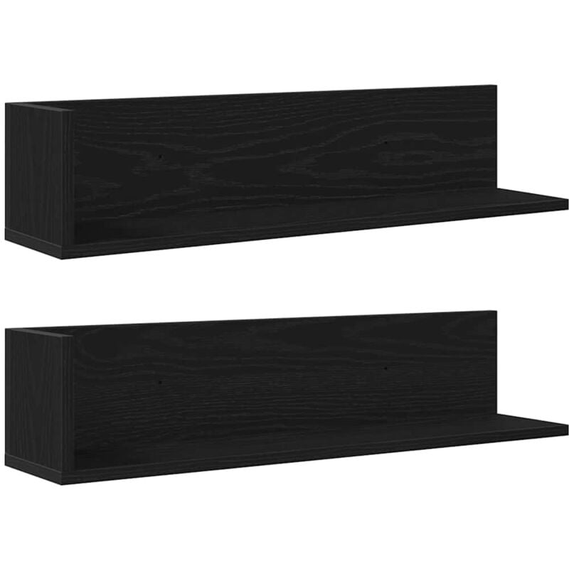 Vidaxl - Wall Shelves 2 pcs Black 75x16.5x16.5 cm Engineered Wood