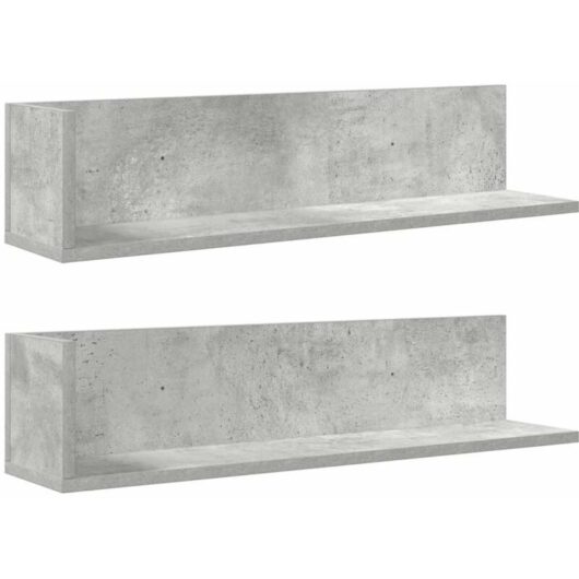 Vidaxl - Wall Shelves 2 pcs Concrete Grey 75x16.5x16.5 cm Engineered Wood
