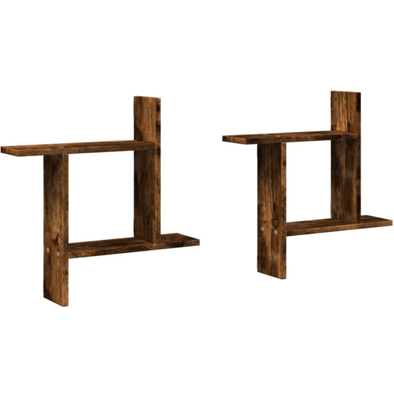 Vidaxl - Wall Shelves 2 pcs Smoked Oak 50x12x50 cm Engineered Wood