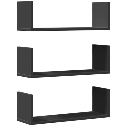 Vidaxl - Wall Shelves 3 pcs Black 58x18x18 cm Engineered Wood