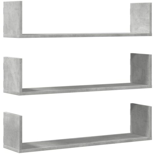 Vidaxl - Wall Shelves 3 pcs Concrete Grey 80x18x18 cm Engineered Wood