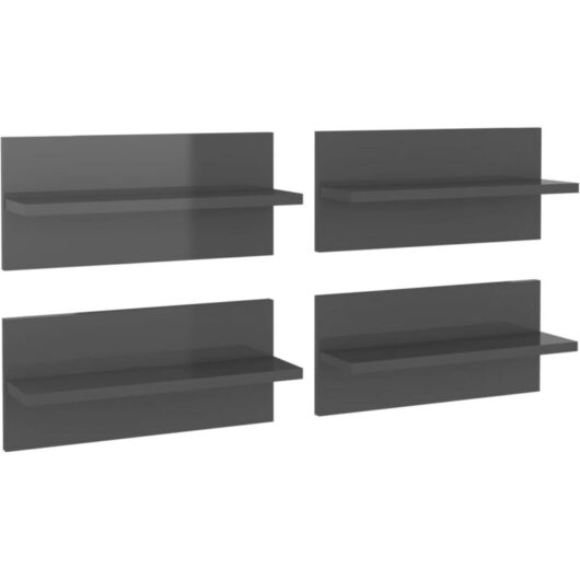 Vidaxl - Wall Shelves 4 pcs High Gloss Grey 40x11.5x18 cm