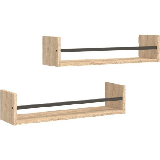 Vidaxl - Wall Shelves with Bars 2 pcs Sonoma Oak 60x16x14 cm