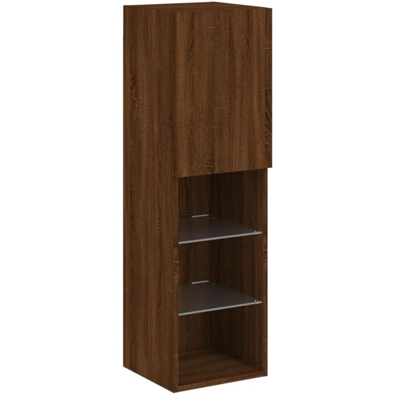 Vidaxl - tv Cabinet with led Lights Brown Oak 30.5x30x102 cm