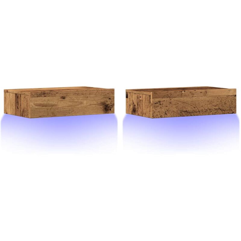 Vidaxl - tv Cabinets with led Lights 2 pcs Old Wood 60x35x15.5 cm