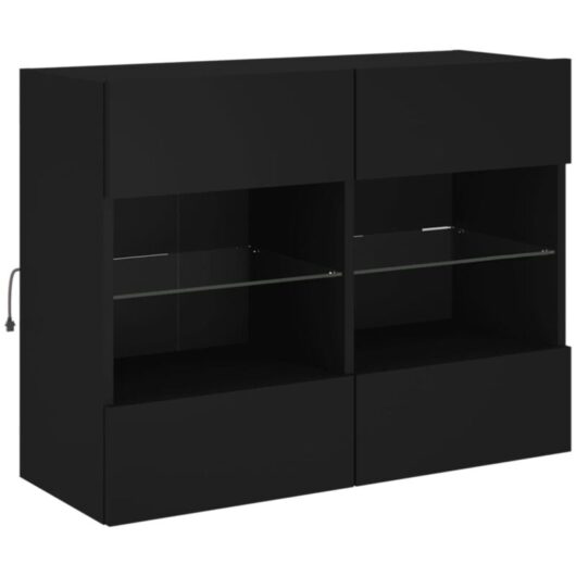 Vidaxl - tv Wall Cabinet with led Lights Black 78.5x30x60.5 cm