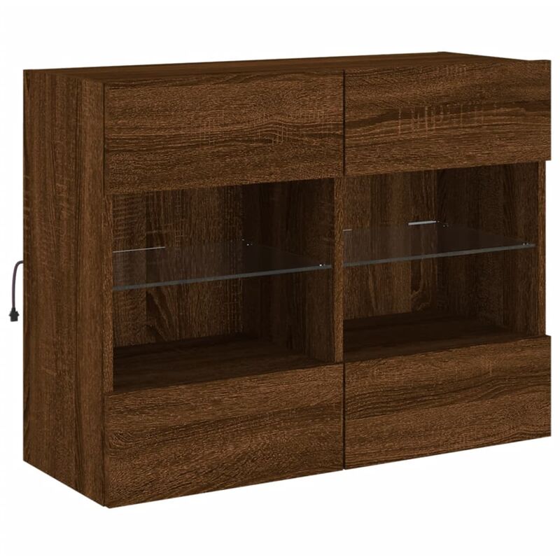 Vidaxl - tv Wall Cabinet with led Lights Brown Oak 78.5x30x60.5 cm