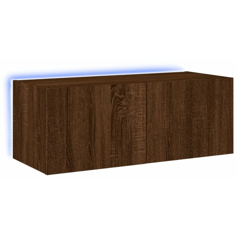Vidaxl - tv Wall Cabinet with led Lights Brown Oak 80x35x31 cm